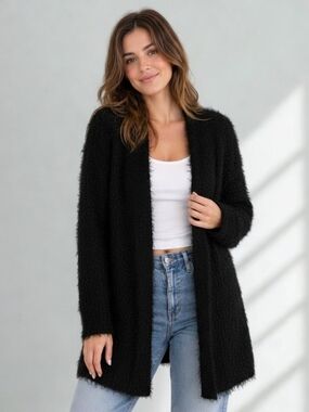 POL Eyelash Knit Cardigan | S | Black